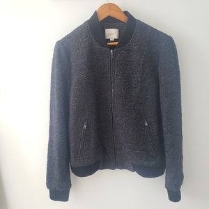 LOFT Heathered Black Zip Up Jacket